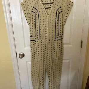 Free People Linen Jumpsuit with Embroidery